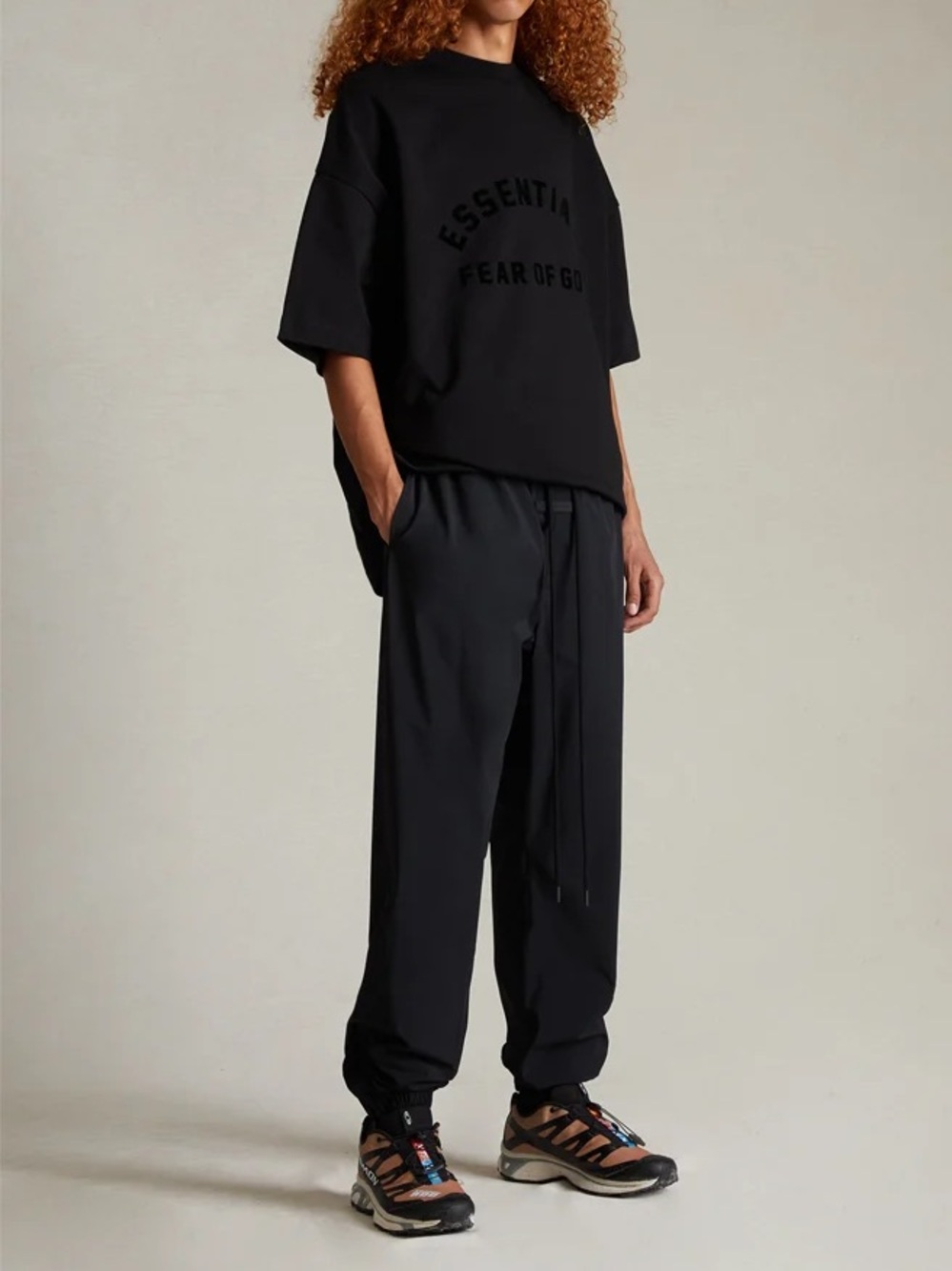 Fear of God Essentials SS24 Nylon Track Pant Joggers, Jet Black – Unisex XXS